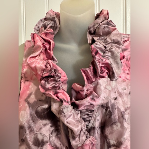 Size L Samuel Dong Pink Floral Ruffle Dress new without tag - Picture 2 of 14